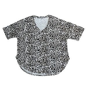 THEO & SPENCE Animal Print V-Neck Elbow Sleeve Blouse Women’s Size XS